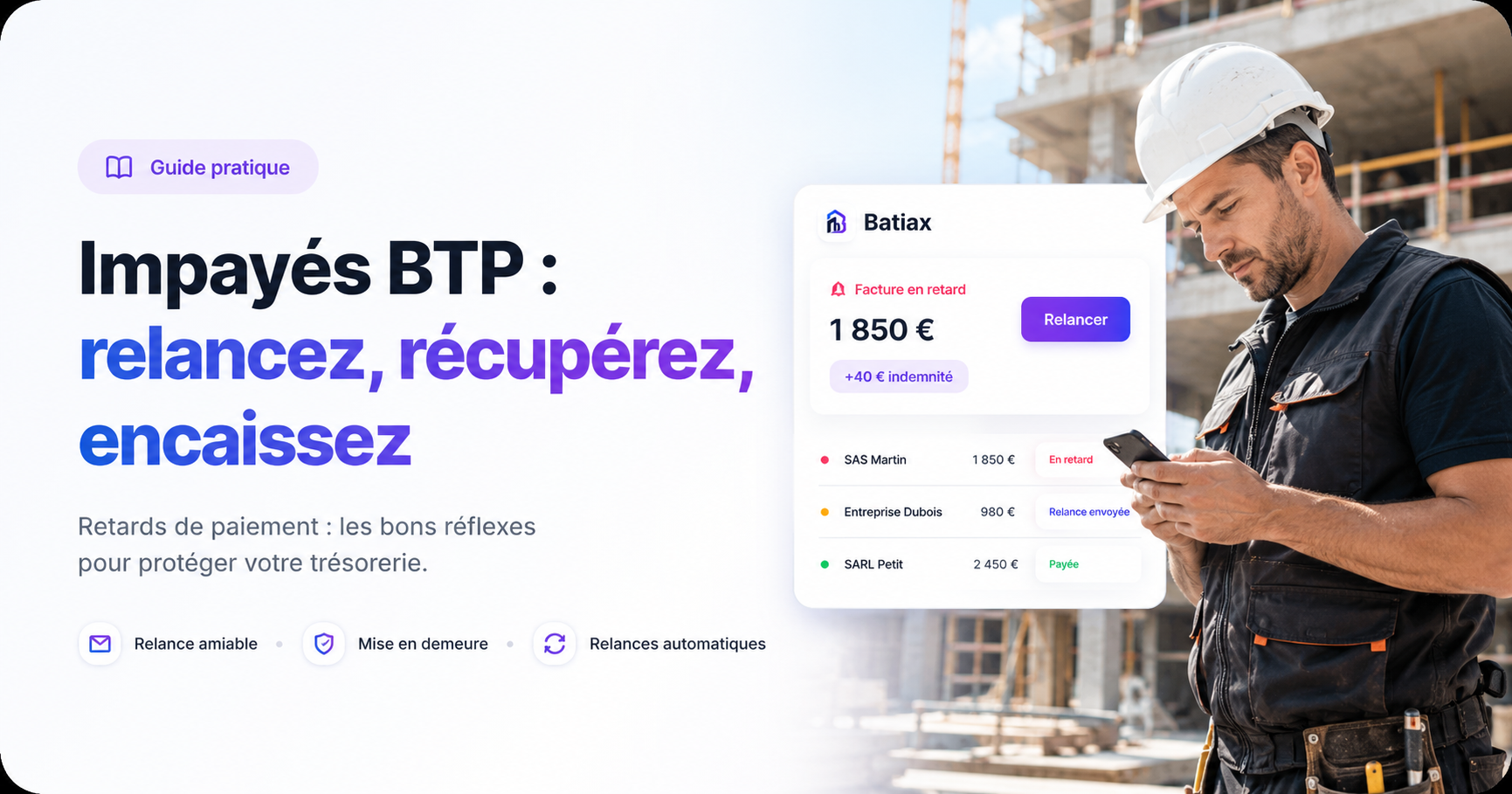 Relancer les impayés dans le BTP : modèles de relance et délais légaux